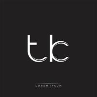 TK Initial Letter Split Lowercase Logo Modern Monogram Template Isolated on Black White vector