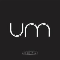 UM Initial Letter Split Lowercase Logo Modern Monogram Template Isolated on Black White vector