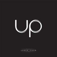 UP Initial Letter Split Lowercase Logo Modern Monogram Template Isolated on Black White vector