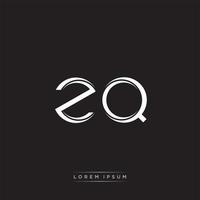ZQ Initial Letter Split Lowercase Logo Modern Monogram Template Isolated on Black White vector