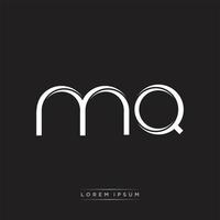 MQ Initial Letter Split Lowercase Logo Modern Monogram Template Isolated on Black White vector