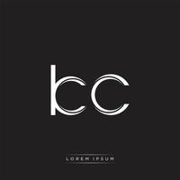 KC Initial Letter Split Lowercase Logo Modern Monogram Template Isolated on Black White vector