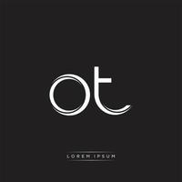 OT Initial Letter Split Lowercase Logo Modern Monogram Template Isolated on Black White vector