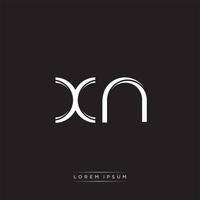 xn inicial letra división minúsculas logo moderno monograma modelo aislado en negro blanco vector