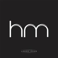 HM Initial Letter Split Lowercase Logo Modern Monogram Template Isolated on Black White vector