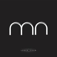 MN Initial Letter Split Lowercase Logo Modern Monogram Template Isolated on Black White vector