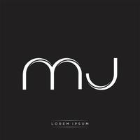 MJ Initial Letter Split Lowercase Logo Modern Monogram Template Isolated on Black White vector