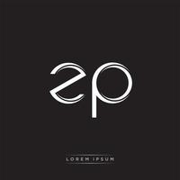 ZP Initial Letter Split Lowercase Logo Modern Monogram Template Isolated on Black White vector