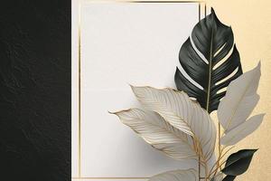 Horizontal composition featuring a tropical plant background and empty space for text or a logo photo