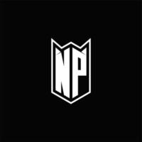 NP Logo monogram with shield shape designs template vector
