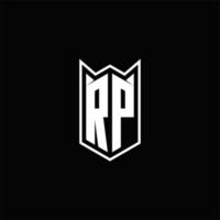 RP Logo monogram with shield shape designs template vector