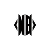 NB Logo monogram with shield shape designs template vector