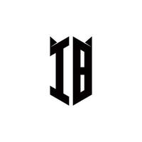 IB Logo monogram with shield shape designs template vector