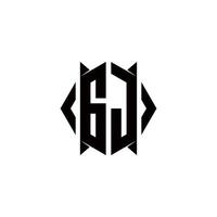 GJ Logo monogram with shield shape designs template vector