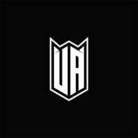 ua logo monograma con proteger forma diseños modelo vector