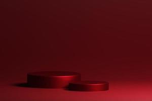 3d render elegant product display podium on red background photo