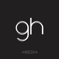 GH Initial Letter Split Lowercase Logo Modern Monogram Template Isolated on Black White vector