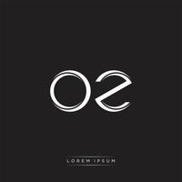 OZ Initial Letter Split Lowercase Logo Modern Monogram Template Isolated on Black White vector