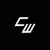 cw logo monograma con arriba a abajo estilo moderno diseño modelo vector