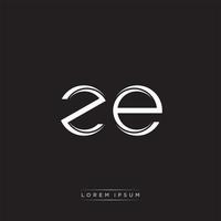 ZE Initial Letter Split Lowercase Logo Modern Monogram Template Isolated on Black White vector