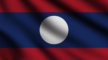 Laos Flag waving in the wind with 3d style background photo