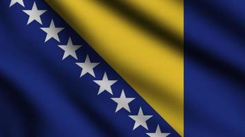 Bosnia and Herzegovina flag waving in the wind with 3d style background photo