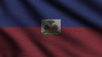 Haiti flag waving in the wind with 3d style background photo