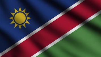 Namibia flag waving in the wind with 3d style background photo