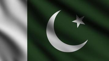 Pakistan flag waving in the wind with 3d style background photo