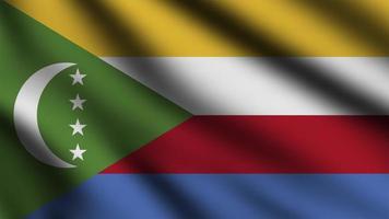 comoros flag waving in the wind with 3d style background photo