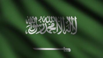 Saudi Arabia flag blowing in the wind. Full page flying flag. 3d illustration photo