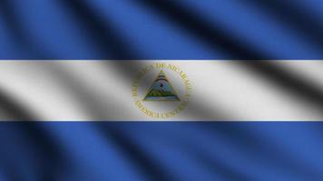 Nicaragua flag waving in the wind with 3d style background photo