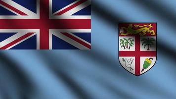 Fiji flag blowing in the wind. Full page flying flag. 3d illustration photo
