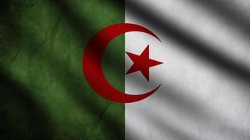 Algeria flag waving in the wind with 3d style background photo