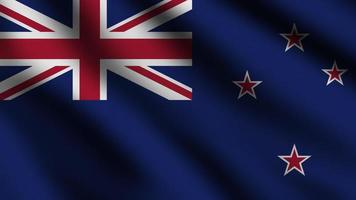 New Zealand flag waving in the wind with 3d style background photo