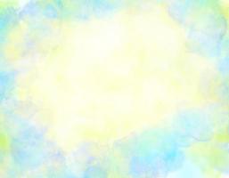 hand painted blue yellow watercolor background with sky and clouds shape photo