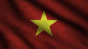 Vietnam flag waving in the wind with 3d style background photo