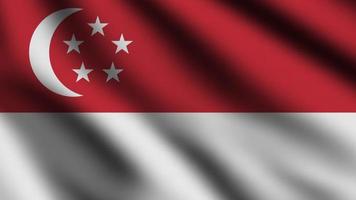 Singapore flag blowing in the wind. Full page flying flag. 3d illustration photo