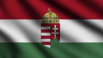 Hungary flag blowing in the wind. Full page flying flag. 3d illustration photo