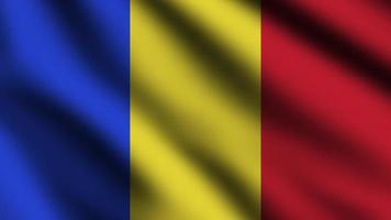 Romania flag blowing in the wind. Full page flying flag. 3d illustration photo