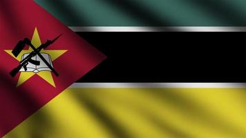 Mozambique flag waving in the wind with 3d style background photo