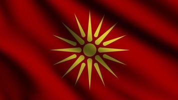 bandera de macedonia ondeando en el viento con fondo de estilo 3d foto