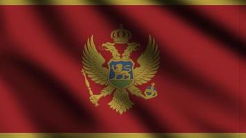 Montenegro flag blowing in the wind. Full page flying flag. 3d illustration photo