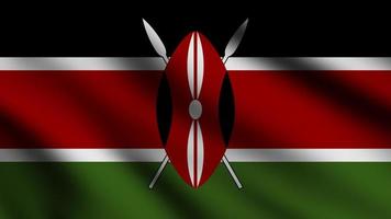 Kenya flag waving in the wind with 3d style background photo