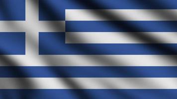 Greece flag blowing in the wind. Full page flying flag. 3d illustration photo