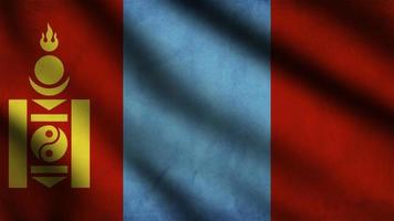 Mongolia flag waving in the wind with 3d style background photo