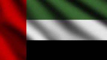 United Arab Emirates flag blowing in the wind. Full page flying flag. 3d illustration photo