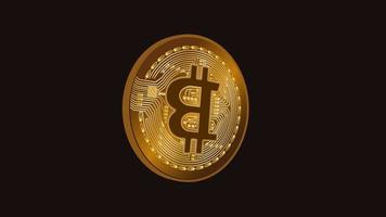 bitcoin goud munt roterend 360 mate beurt 3d animatie alpha kanaal. bitcoin cryptogeld digitaal elektronisch valuta de toekomst munt. virtueel cryptogeld blockchain technologie, bitcoin mijnbouw. video