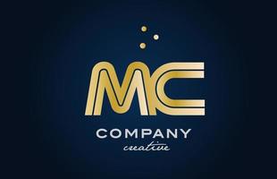 gold golden MC combination alphabet bold letter logo with dots. Joined creative template design for company and business vector