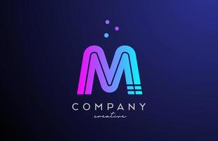 blue pink M alphabet letter logo with dots. Corporate creative template design for business and company vector